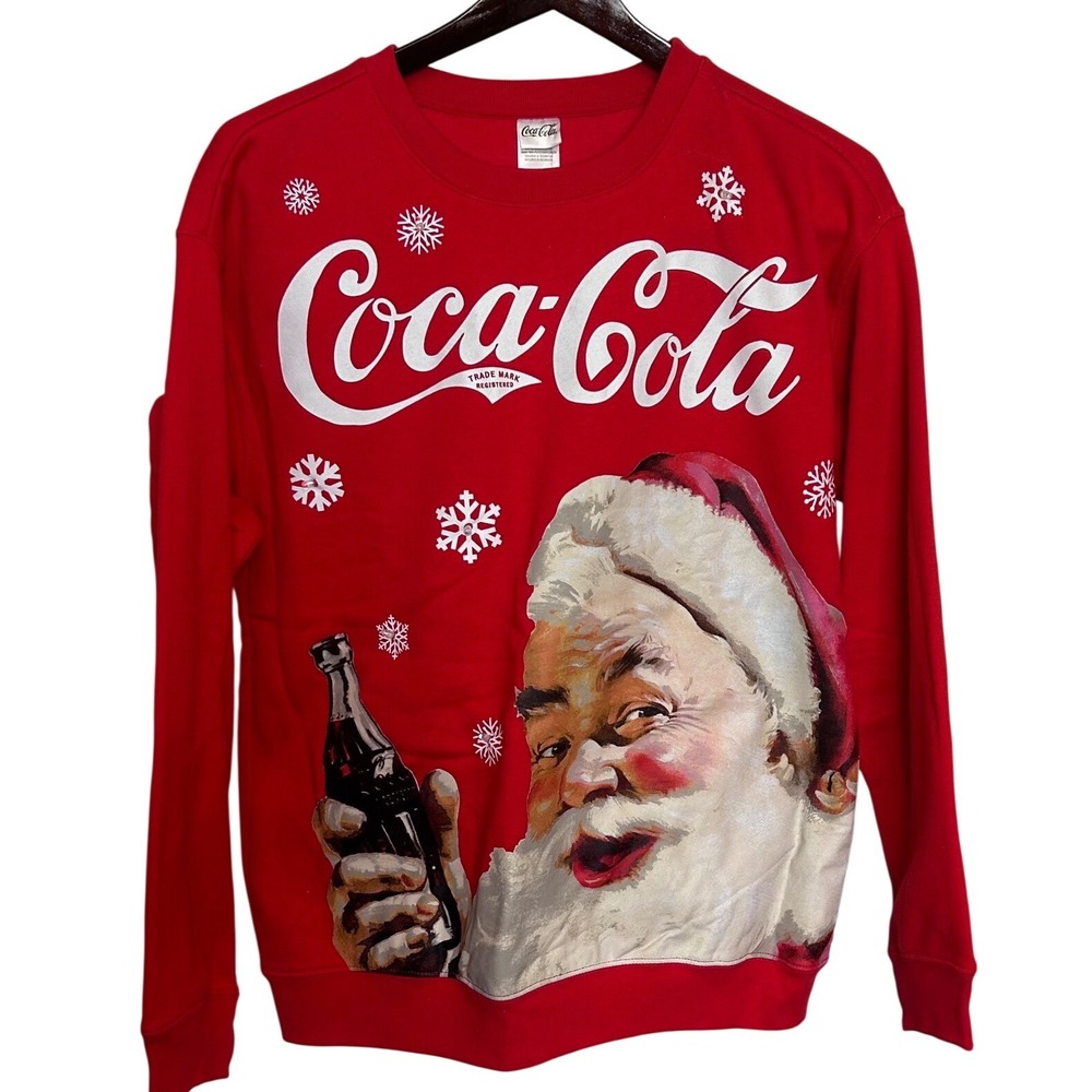 Coca-Cola‎ Santa Claus Light-Up Long Sleeve Mens Large Red Freeze New York NWT